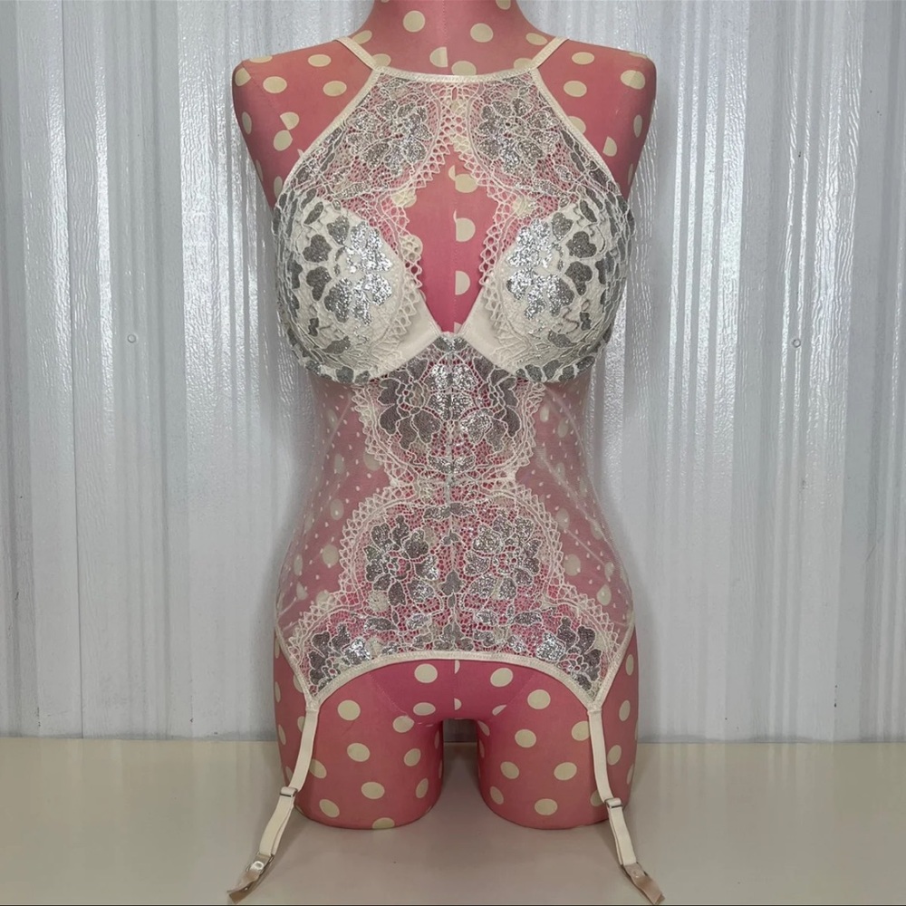 Adore Me Sexy High Neck Gartered Lingerie